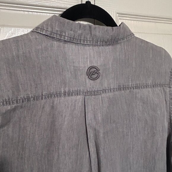 Magellan Outdoors Women’s Classic Fit Button-Up Shirt Gray Long Sleeve Roll-Tab - Picture 6 of 10